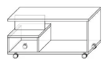 Konferenční stolek s kolečky a ÚP, skladem v odstínu bříza