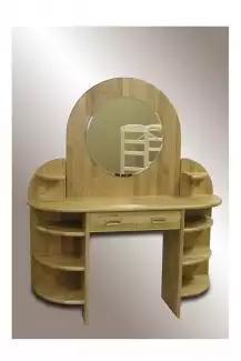 Toaletní stolek z masivu s kulatým zrcadlem