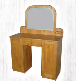 Toaletní stolek z masivu s oblým zrcadlem