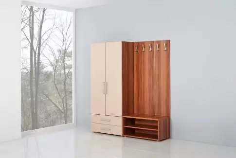 Věšákový panel do předsíně s pěti háčky, výška 121 cm