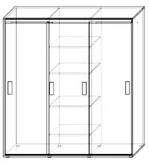 Kombinovaná skříň do ložnice s posuvnými dveřmi, výška 180cm