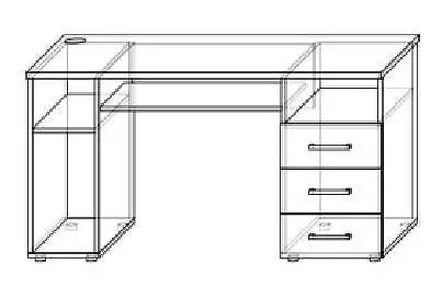 PC stůl 3 zásuvky, s výsuvem na klávesnici, šíře 130 nebo 140 cm