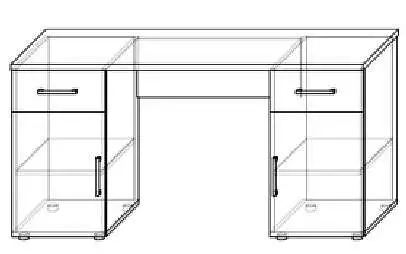 Psací stůl šíře 150 cm se 2 úložnými prostory a 2 šuplíky