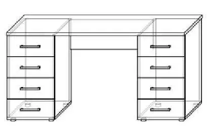 Robustní psací stůl s 8 – zásuvkami, odstín ořech dijon