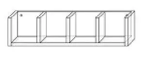 Otevřená závěsná police se čtyřmi přihrádkami, hloubka 16 cm