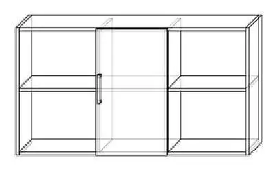 Velká buková závěsná skříňka s policemi a dvířky uprostřed