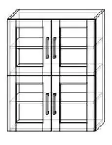 Prosklená policová závěsná skříňka, šířka 60, 70, 80, 90 cm
