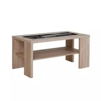 Konferenční stůl se skleněnou deskou a odkládacím pultem Václav