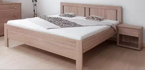Elegantní dvoulůžková masivní postel Dita z dubu s rovnými rohy