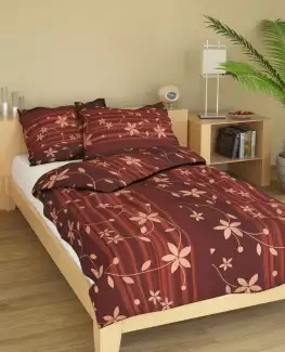 Hnědé ložní povlečení krep Listy