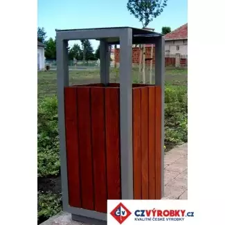 Moderní kovový venkovní odpadkový koš se stříškou Monika