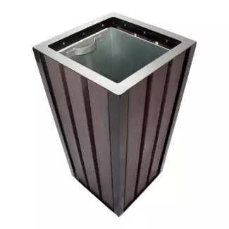 Venkovní odpadkový koš s kovovou konstrukcí a plastovými latěmi Andula