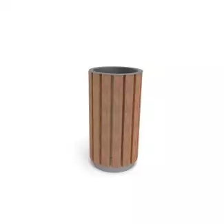 Kulatý odpadkový koš s dřevěným obložením bez stříšky Lukáš