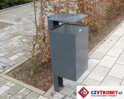 Moderní ocelový odpadkový koš se stříškou Radek