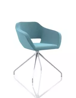 Celočalouněné otočné křesílko na čtyřramenné chromované bázi Bela S