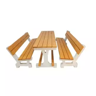 Betonový set s vysokou odolností se stolem a dvěma lavičkami Gustav