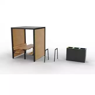 Moderní cyklopřístřešek s výplní stěn z masivního smrkového dřeva Vilém II