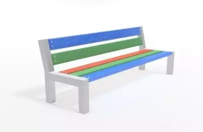 Různobarevná dětská venkovní lavička z oceli Zuzka