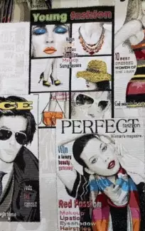 Moderní potahová látka se vzorem módních časopisů Fash