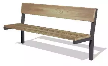 Jednoduchá kovová lavička se smrkovým dřevem a opěradlem Inka