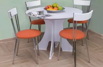 Moderní stolová sestava 4x kovová židle a kulatý stůl Akce!