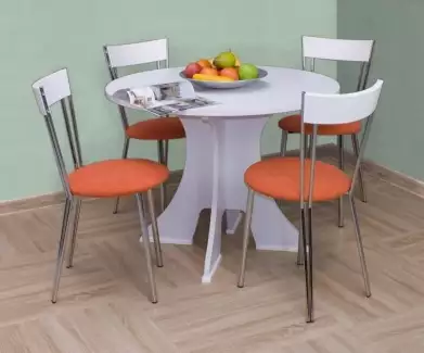 Moderní stolová sestava 4x kovová židle a kulatý stůl Akce!
