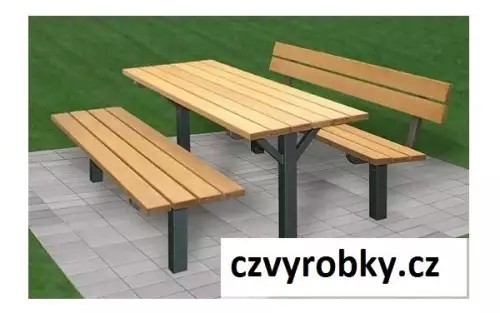 Designově zajímavý ocelový zahradní set se smrkovými latěmi Karen