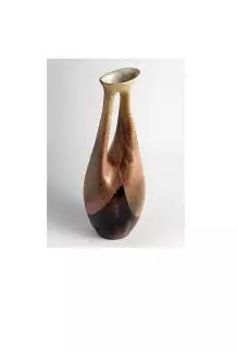 Štíhlá dvouhrdlá váza z ozdobně užitkové keramiky