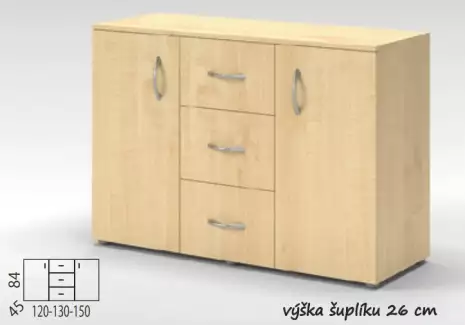 Komoda o rozměru 120 - 130 - 150 x 84 x 45 cm Klára