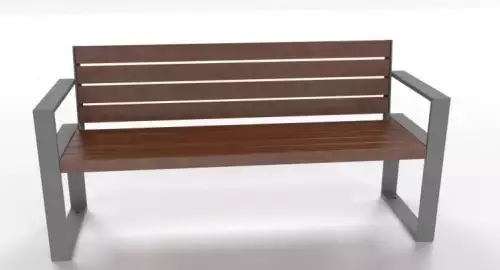 Moderní lavička s ocelovými područkami a smrkovým dřevem Leontýna