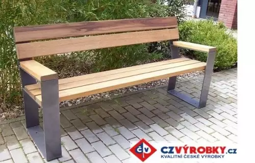 Lehká a jednoduchá kovová lavička s ergonomickým opěradlem Wendy