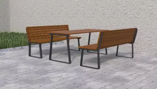 Moderní venkovní set se dvěma lavičkami s opěradly Jitka III