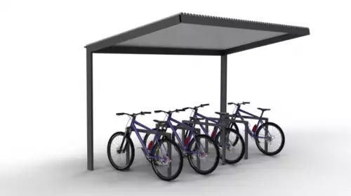 Ocelový přístřešek na kola s robustní nosnou konstrukcí Bedřich
