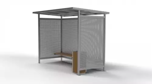 Zastávkový přístřešek z masivní ocelové konstrukce pro veřejné prostory Aneta