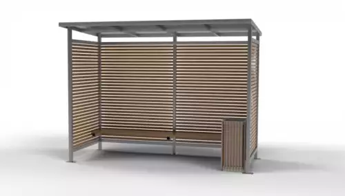 Zastávkový přístřešek z ocelové konstrukce s lavičkou Adriana