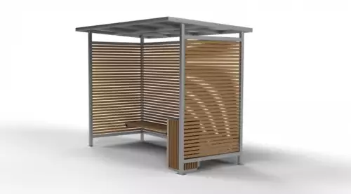 Zastávkový přístřešek z ocelové konstrukce s lavičkou Adriana II