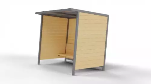 Ocelová autobusová zastávka s dřevěným obložením pro veřejné prostory Valerie