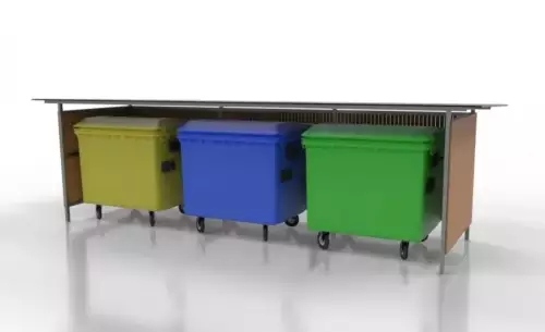 Modulární přístřešek pro odpadové kontejnery se smrkovými latěmi Linda