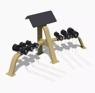Kvalitní kovová fitness Scottova lavice s jednoručkami s různou obtížností