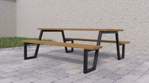 Moderní venkovní set se stolem a dvěma lavičkami z oceli Dan