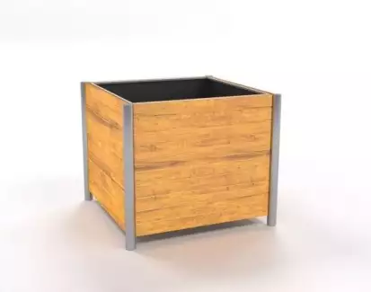 Velký venkovní květináč čtvercového tvaru z dřevěného masivu Incheba