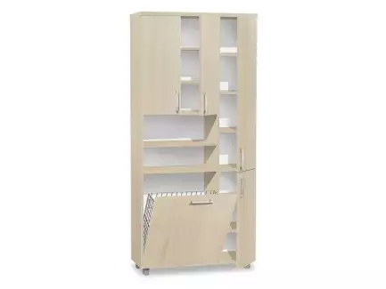 Vysoká skříňka do koupelny s výklopným košem na prádlo L32