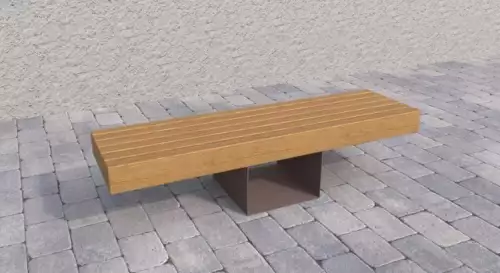 Kovová moderní parková lavička s dřevěnými latěmi bez opěradla Felix