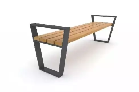 Ocelová lavička vhodná na zahradu s dřevěnými lamelami Lemon II
