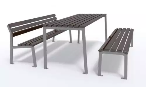 Elegantní ocelový zahradní set se stolem a dvěma lavičkami Marcus
