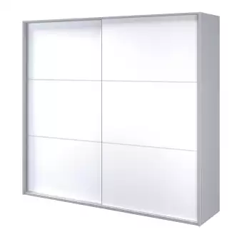 Šatní skříň Barbora s posuvnými dveřmi v bílém lesku