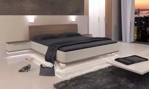 Designová manželská postel Violet oblých tvarů