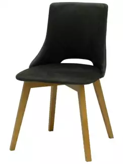Moderní čalouněná židle s bukovou podnoží a designovým otvorem