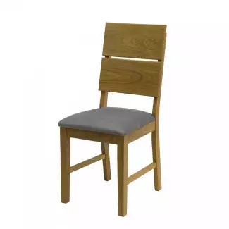 Masivní dubová jídelní židle s čalouněným sedákem Karel