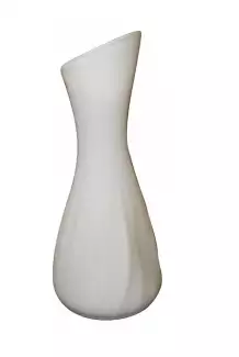Designová skleněná váza atypického tvaru - bílá